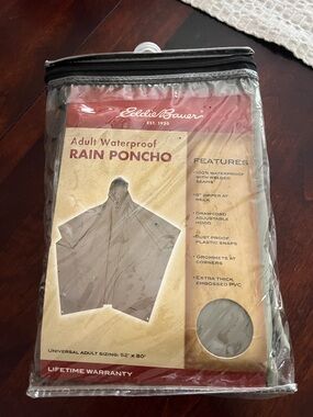 Eddie Bauer Waterproof Rain Poncho in Taupe. NEW